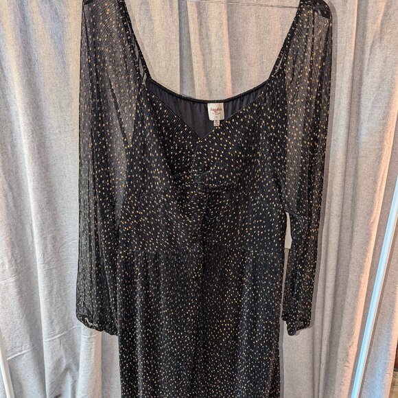 Holiday Dress - Black w Gold Polka Dots - Sz 3X - Picture 1 of 3